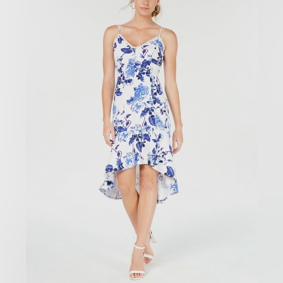 NWT. Size M. JUMP Juniors' Flounce high-Low Floral Print Sheath Dress - Picture 1 of 6